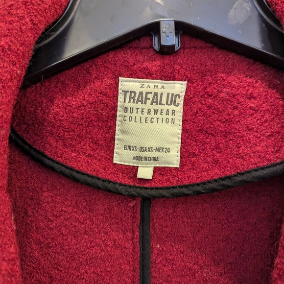 Zara Trafaluc Outwear Collection Red, Wool 53% - Picture 3 of 7